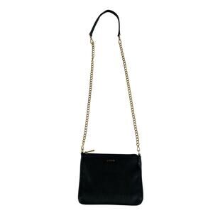 Lodis Black Vegan Leather Gold Chain Crossbody Purse Handbag Glam Career